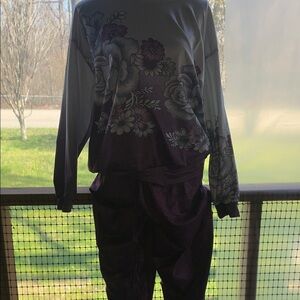Floral Print Sweatshirt and Pants Set
